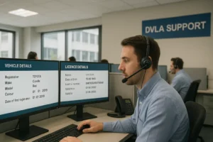 Driving licence documents ready for a DVLA postal enquiry