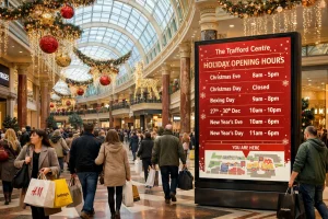 What Are the Full Trafford Centre Holiday Opening Times from Christmas to New Year’s Day
