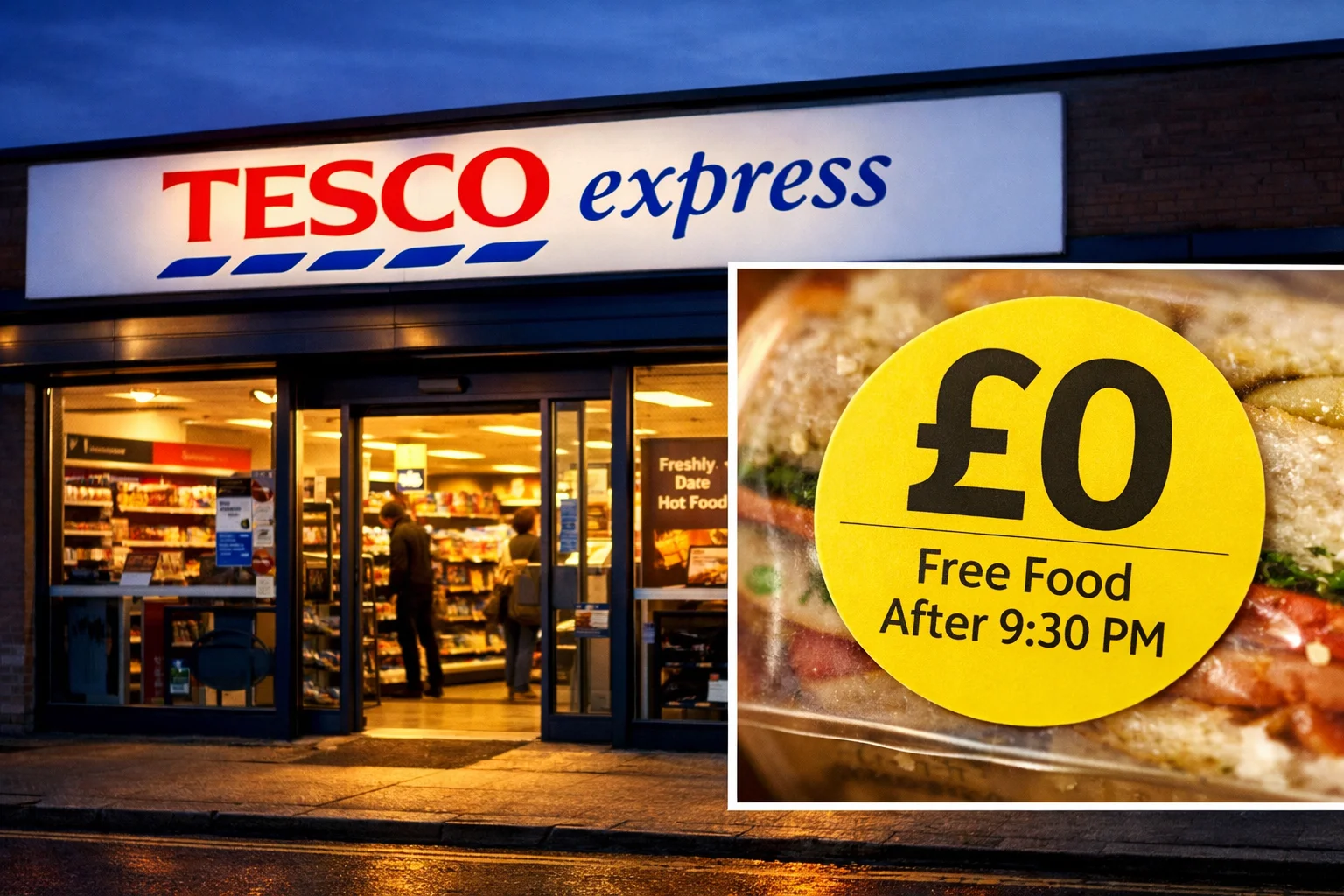 tesco free food yellow stickers