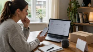 UK customer checking tracking information for a late online order.